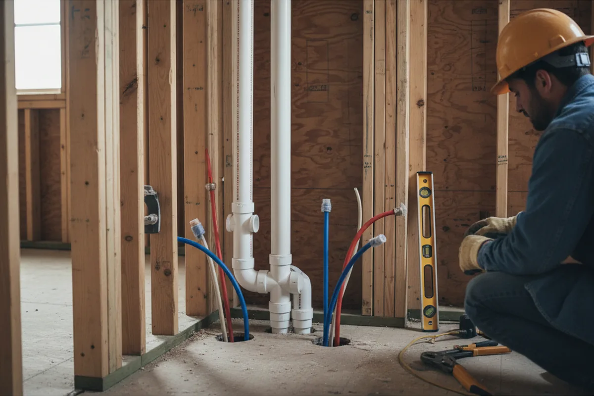 Drain and supply rough-in during Leak Detection in Heber