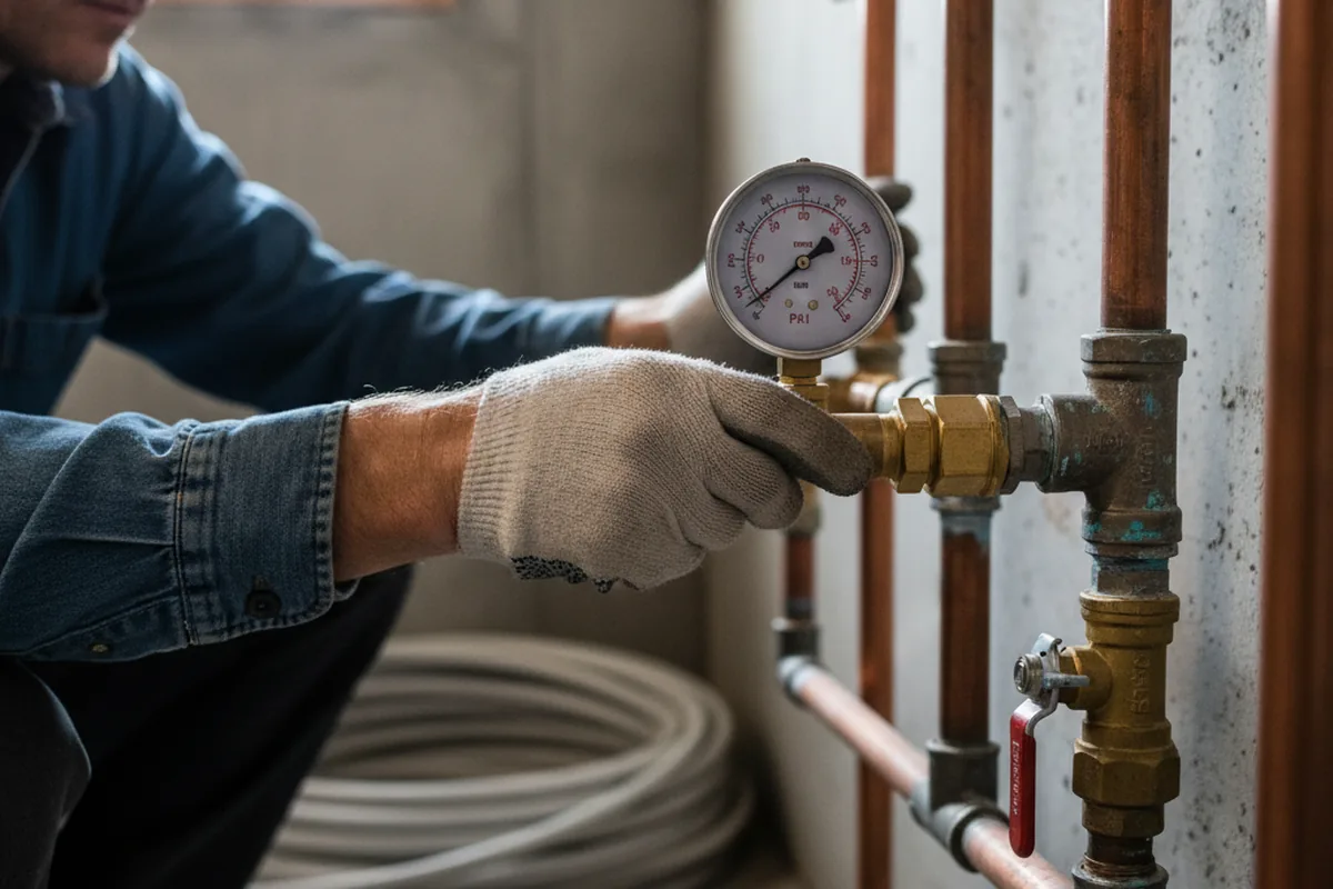 Pressure testing a repaired line during Water Line Repair in Heber